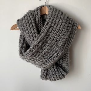 grey knitted double layer infinity scarf